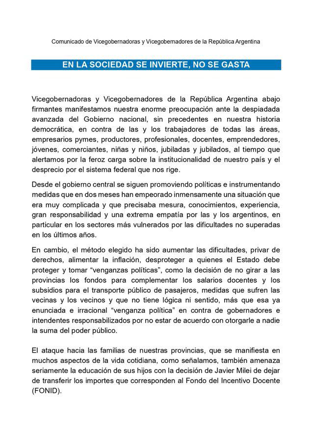 comunicado vicegobernadores